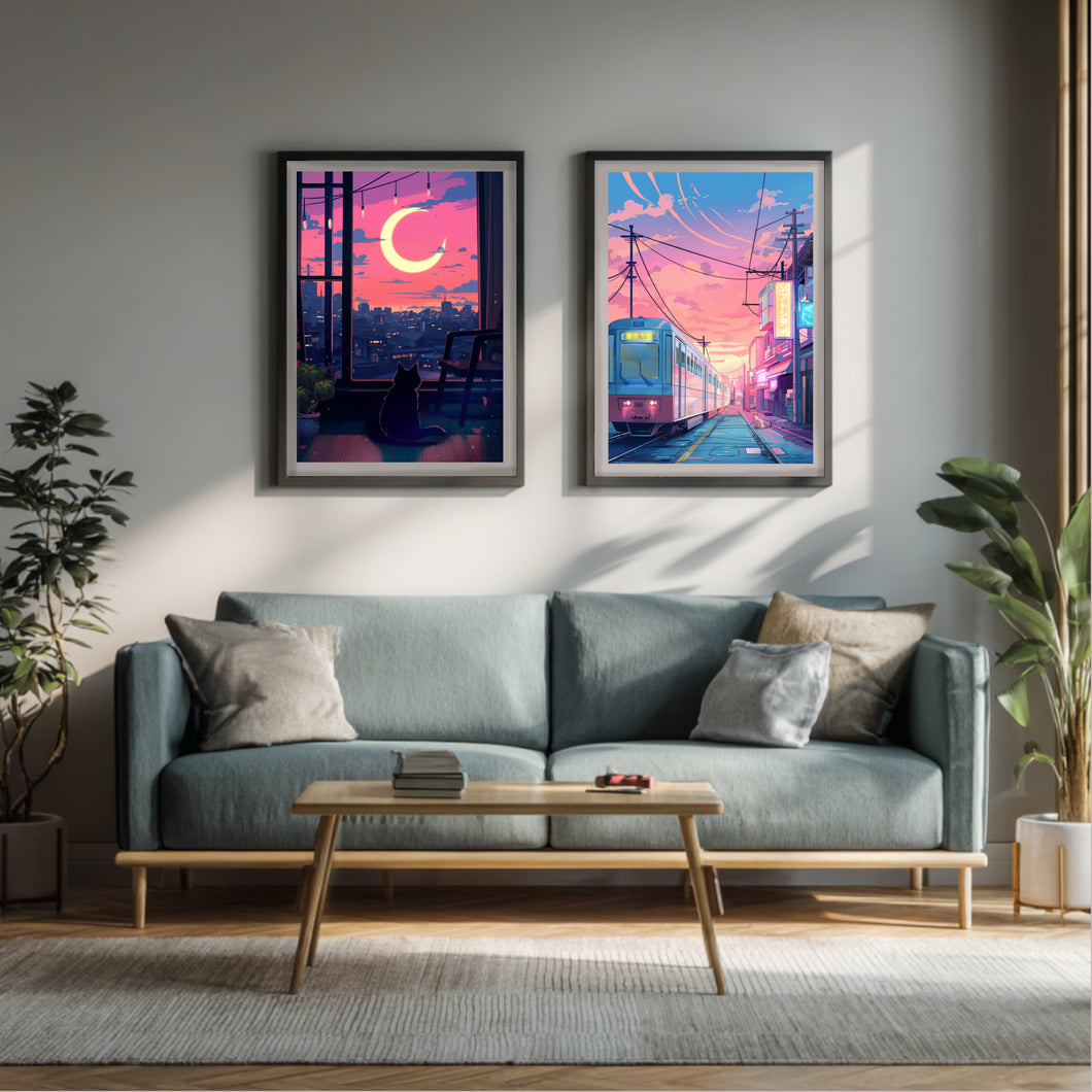 Poster retrowave, lo-fi, double sided