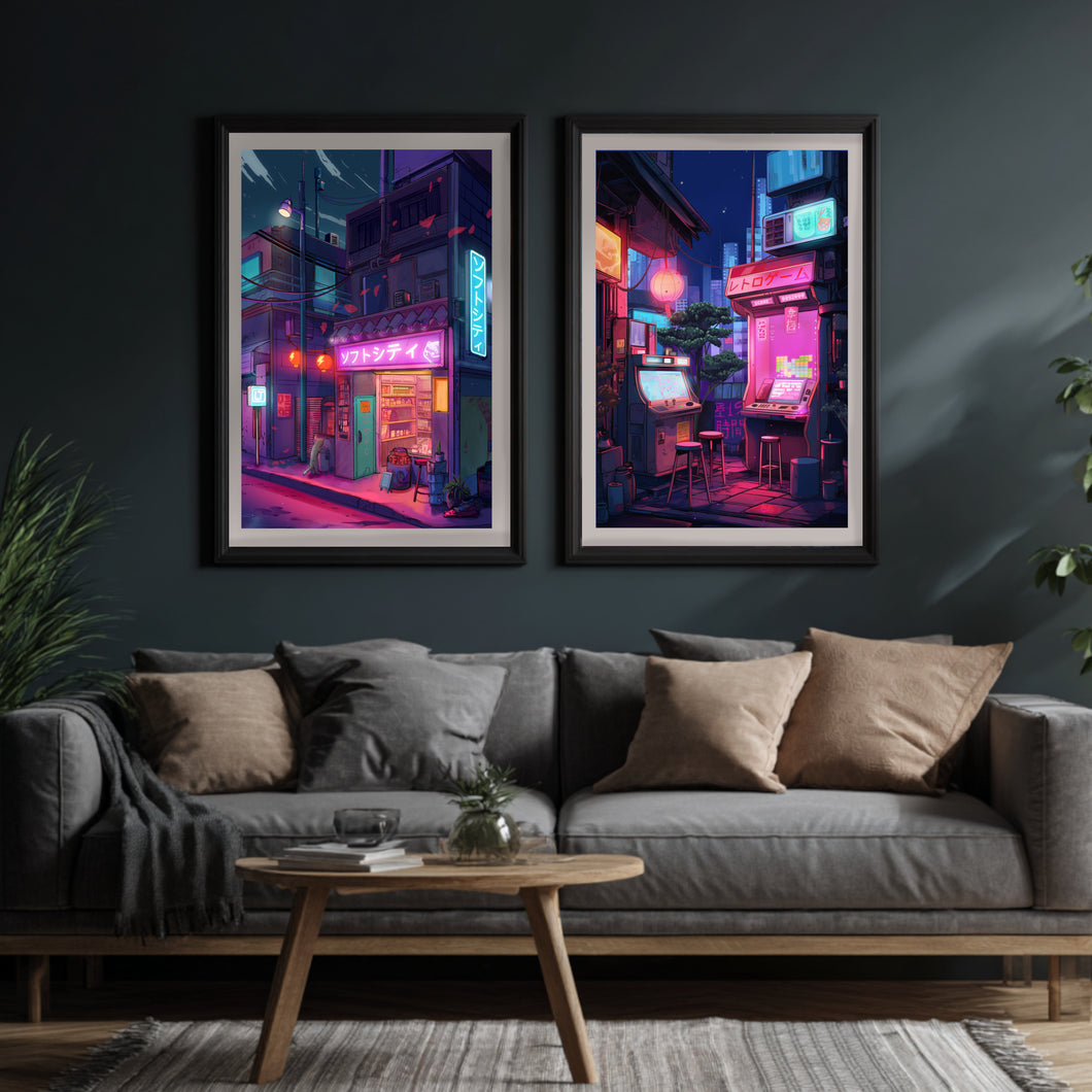 Poster retrowave, lo-fi, double sided